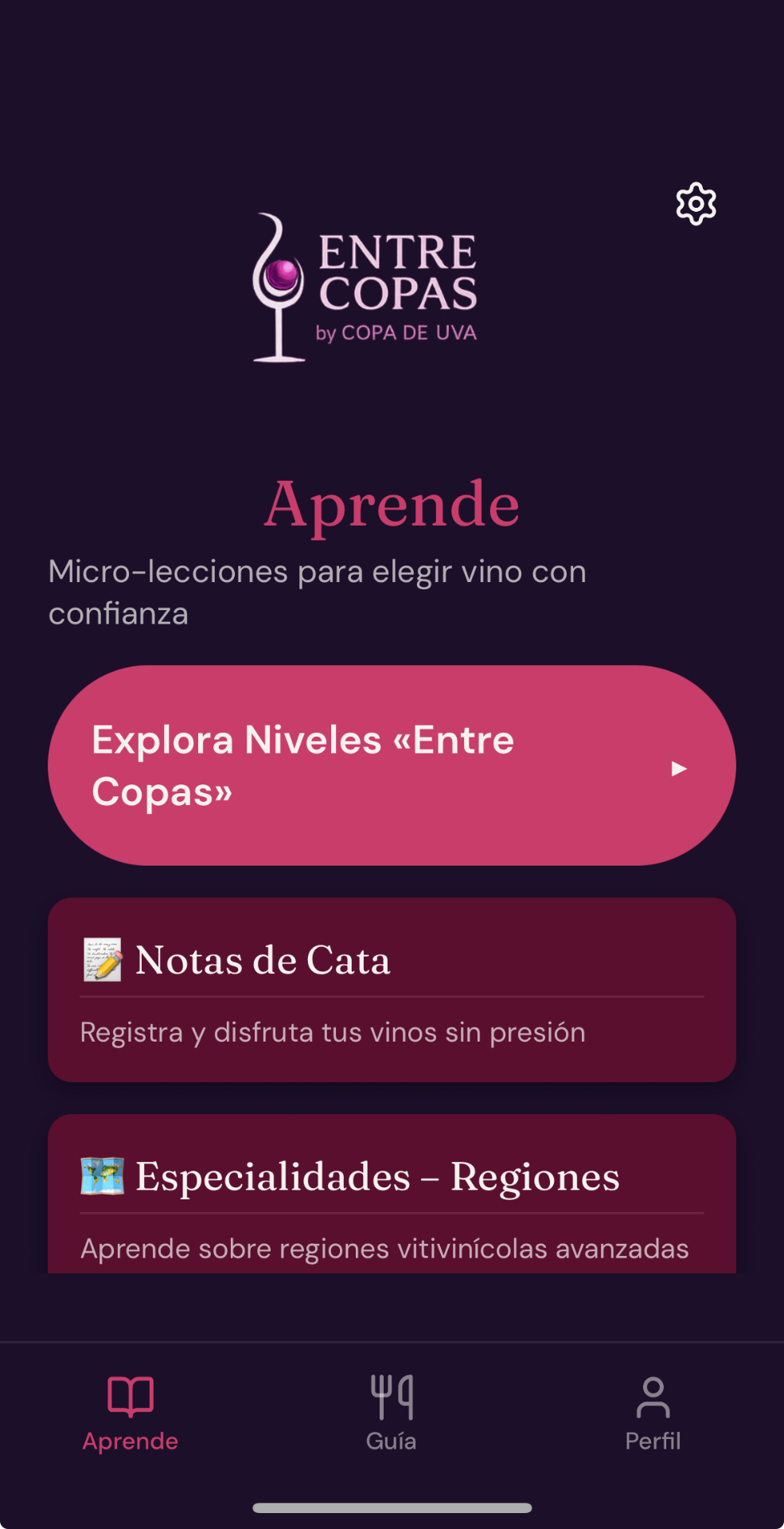 Captura de la app Entre Copas